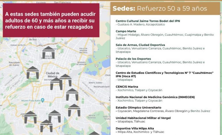 Inicia en CDMX vacunación de refuerzo para personas de 50 a 59 años