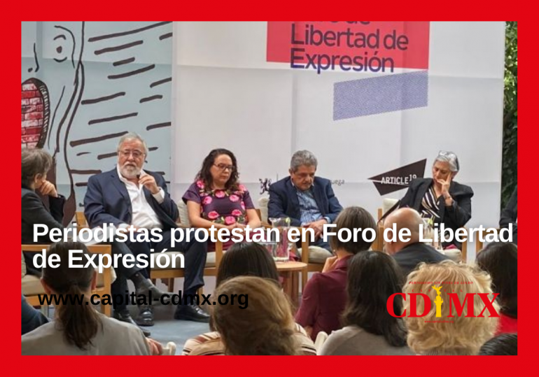 Periodistas protestan en Foro de Libertad de Expresión