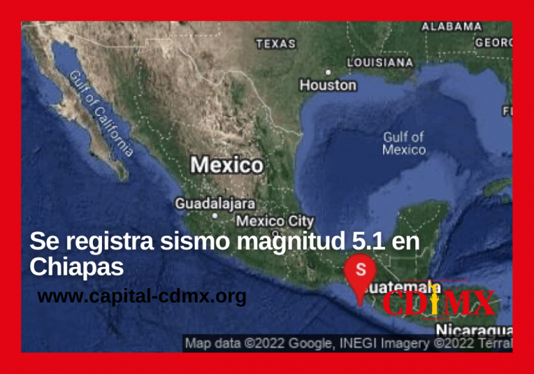 Se registra sismo magnitud 5.1 en Chiapas