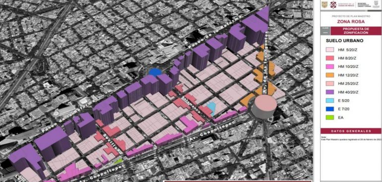 Nuevos corredores inmobiliarios, más edificios en Zona Rosa y hasta en la Glorieta de Insurgentes, entre los planes de Sheinbaum
