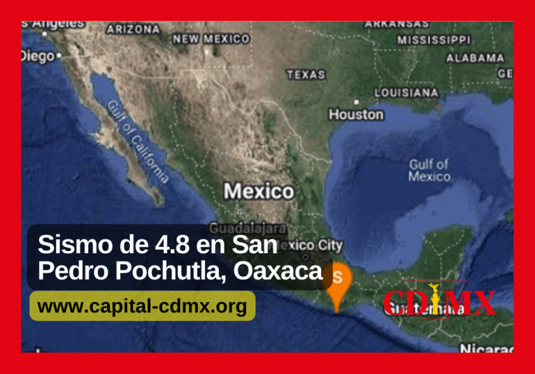 Sismo de 4.8 en San Pedro Pochutla, Oaxaca