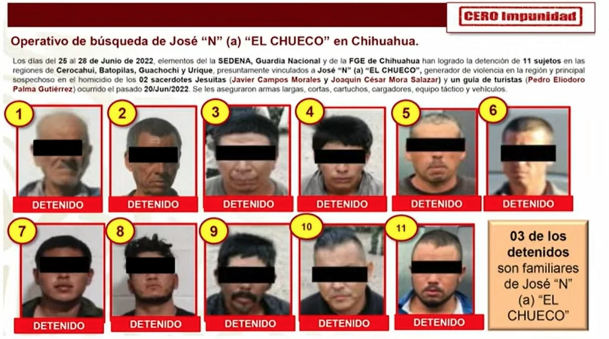 Implicados en la masacre de la Sierra Tarahumara son miembros del órgano delictivo liderado por 