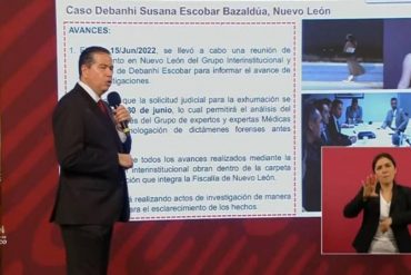 Ricardo Mejía durante la mañanera del presidente Andrés Manuel López Obrador informa sobre nueva fecha para la exhumación del cuerpo de Debanhi