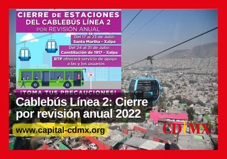 Cablebús Línea 2: Cierre por revisión anual 2022