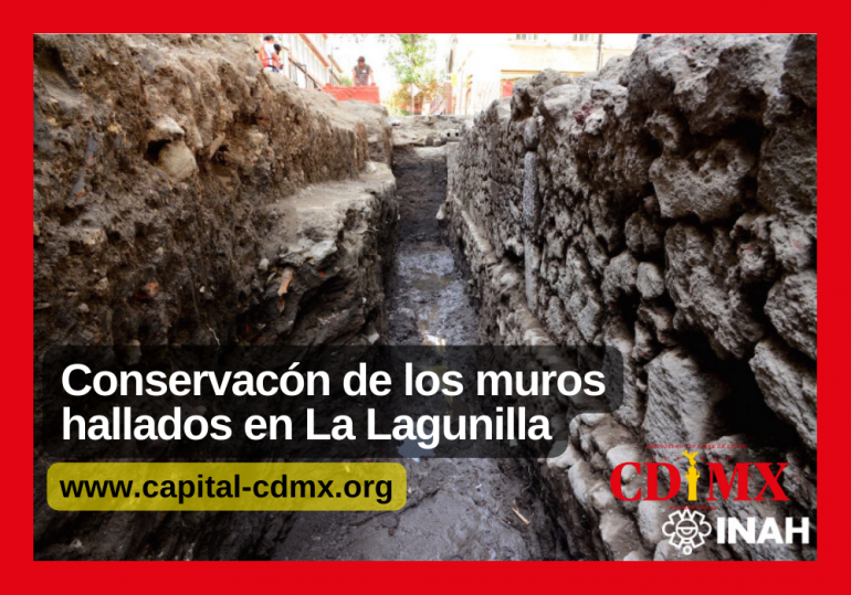 Conservacón de los muros hallados en La Lagunilla