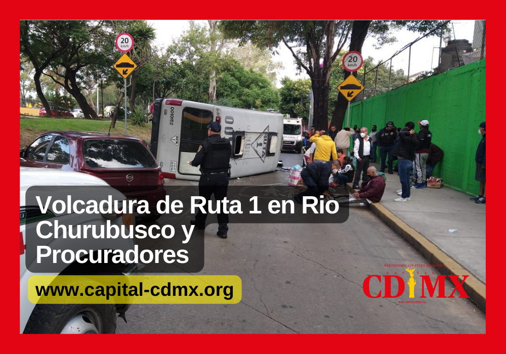 Volcadura de Ruta 1 en Rio Churubusco y Procuradores