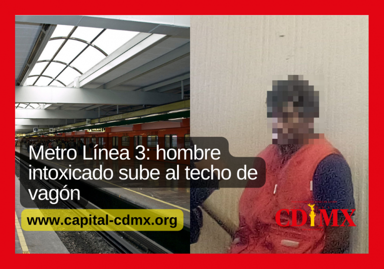 Metro Línea 3: hombre intoxicado sube al techo de vagón