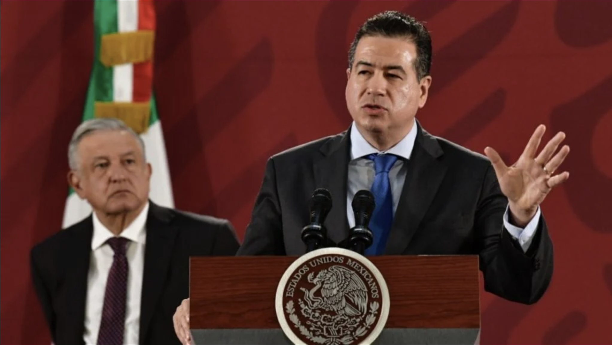 Subsecretario de la SSC, Ricardo Mejía Berdeja, durante la conferencia matutina presidencial
