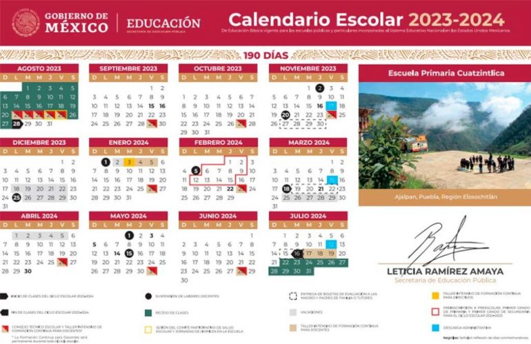 SEP publica calendario del ciclo escolar 2023-2024