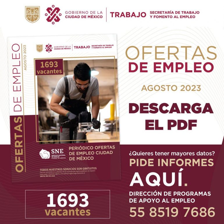 Publica Secretaría de Trabajo periódico con mil 693 ofertas de empleo en la ciudad de México
