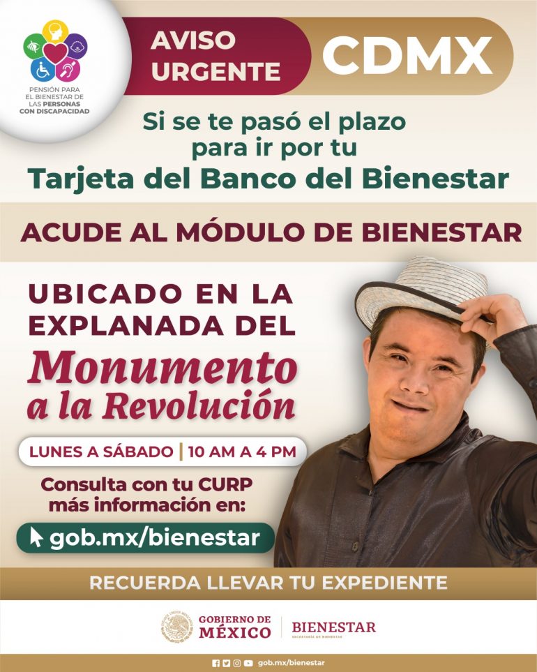 Aún es tiempo: derechohabientes de la Ciudad de México deben acudir por tarjeta del Banco del Bienestar al Monumento a la Revolución