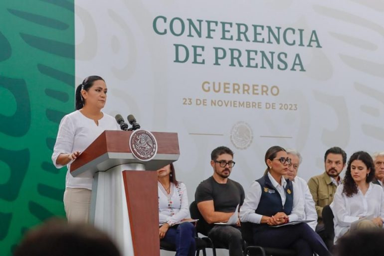 Anuncia la secretaria de Bienestar, Ariadna Montiel entrega de apoyos a afectados por huracán Otis