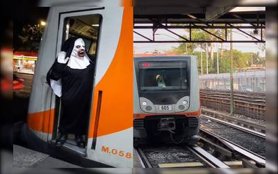 La Monja conduce Tren del Metro CDMX