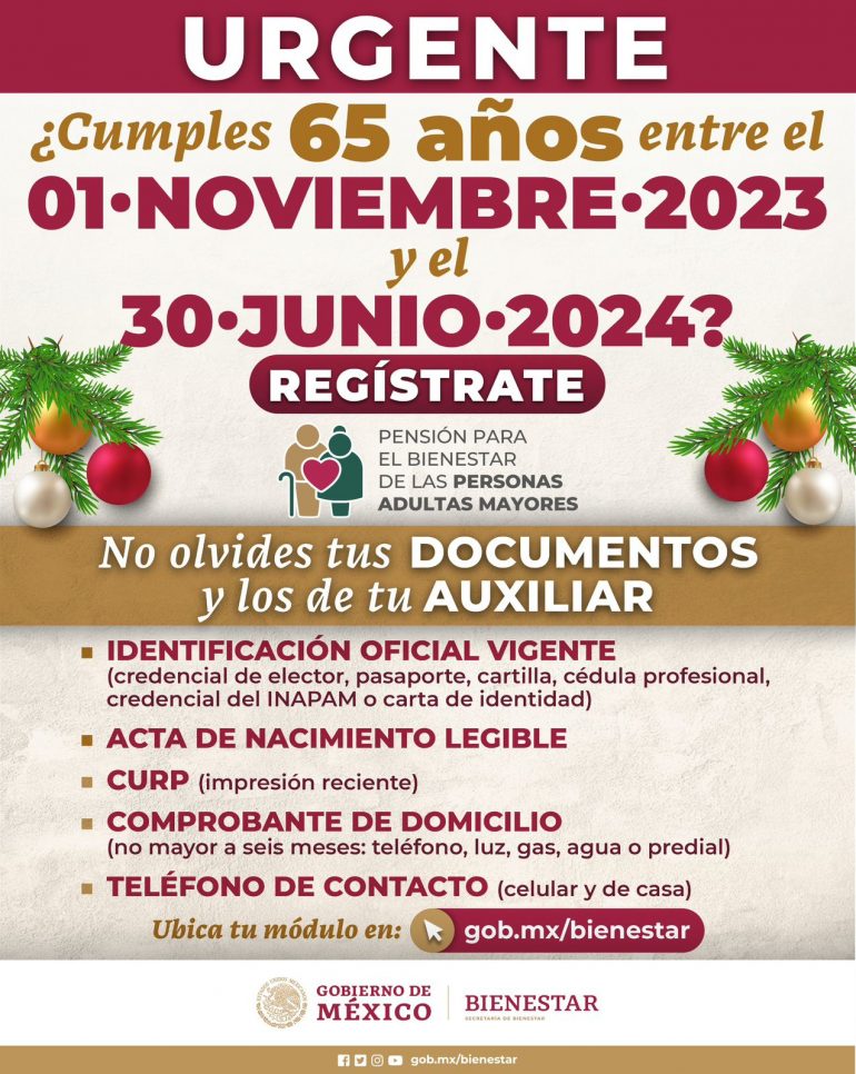 Apresúrate, este 23 de diciembre vence el plazo del registro a la pensión para adultos mayores