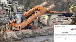 Colapsó una grúa de dovelas del Tren Interurbano