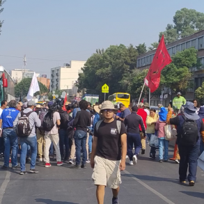 Trabajadores del CNTE realizan marcha por el Día del Maestro