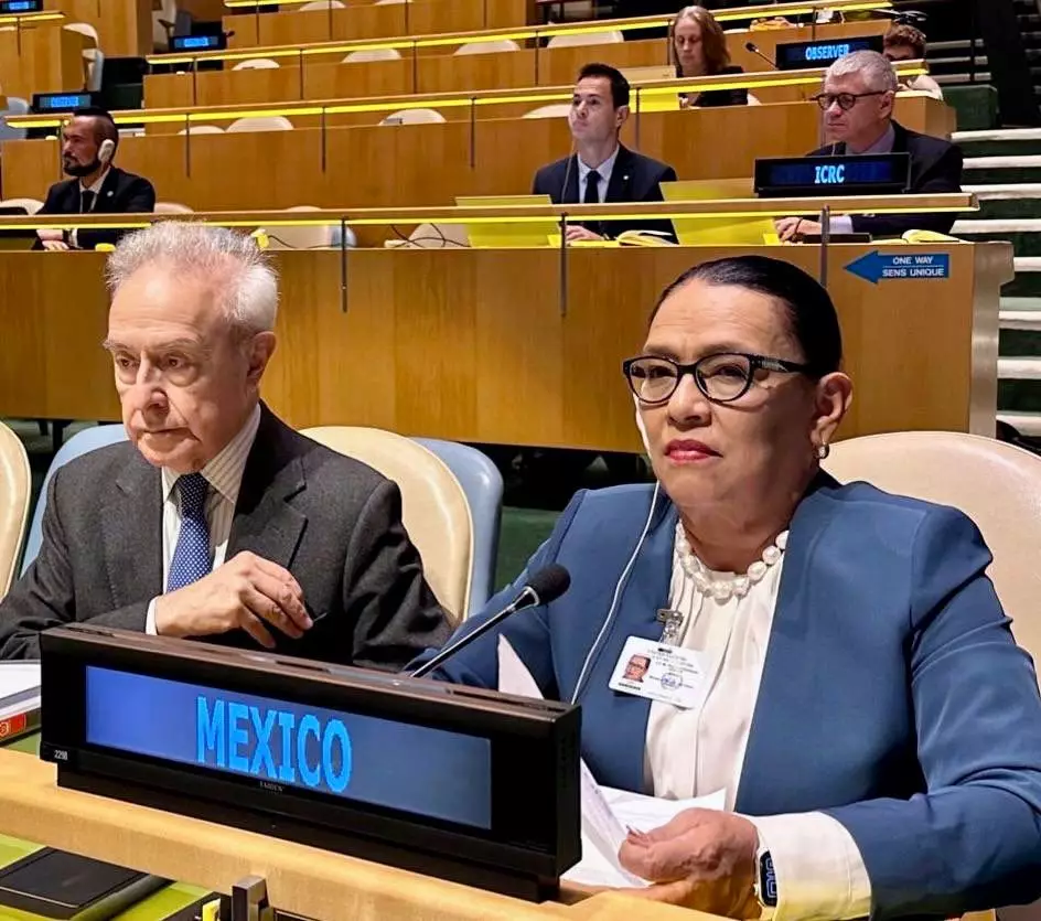 Rosa Icela Rodríguez pide a la ONU atender el tráfico ilegal de armas