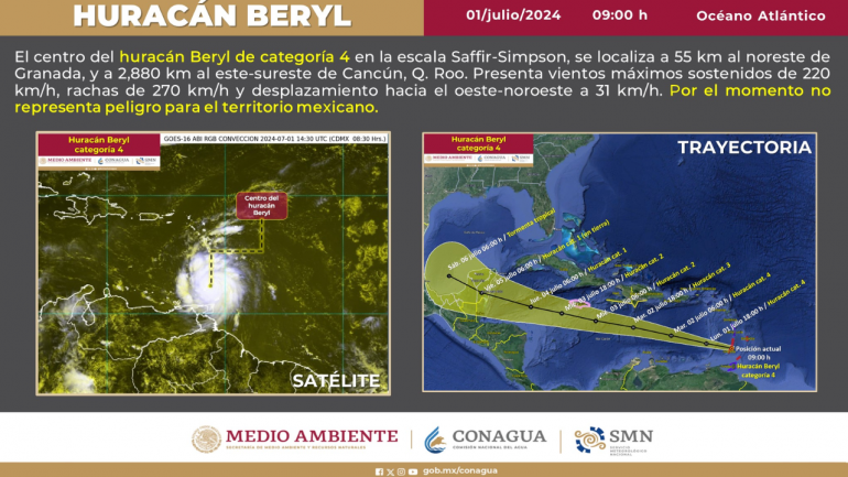 Se anticipa que tocará tierra en el centro-sur de Quintana Roo el jueves por la noche o la madrugada del viernes.