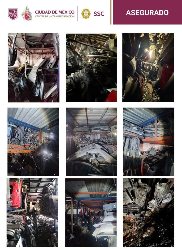 Catean inmueble en Iztapalapa y aseguran 40 toneladas de autopartes ilegales
