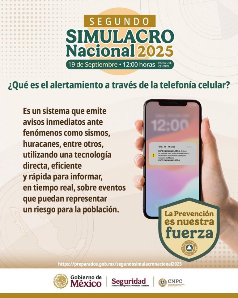 México realizará el Segundo Simulacro Nacional 2025 el 19 de septiembre a las 12:00 horas