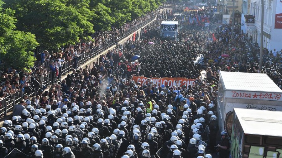 Protestan contra el G20 en Hamburgo
