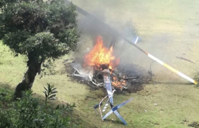 Un helicoptero cae en Chiconquiaco, Veracruz