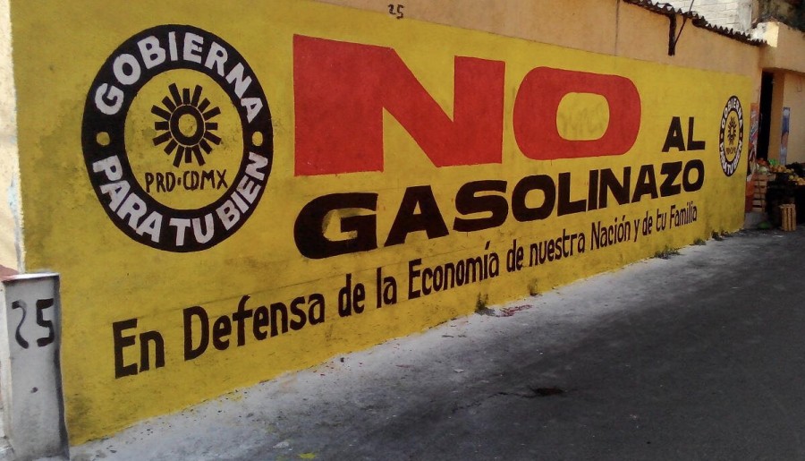 Pinta PRD bardas en Coyoacán contra el gasolinazo