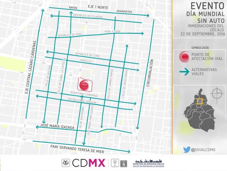 ZÃ³calo cerrado por el DÃ­a Mundial sin Auto