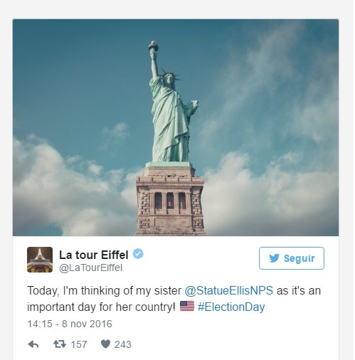 La Torre Eiffel piensa en su hermana, la Estatua de la Libertad