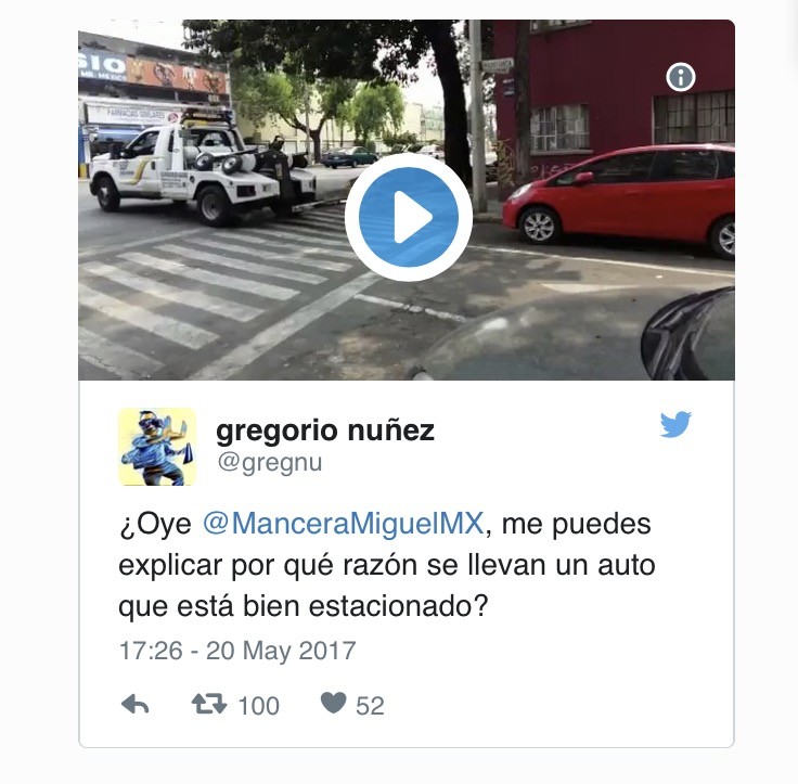 Grúa de SSP se lleva auto bien estacionado