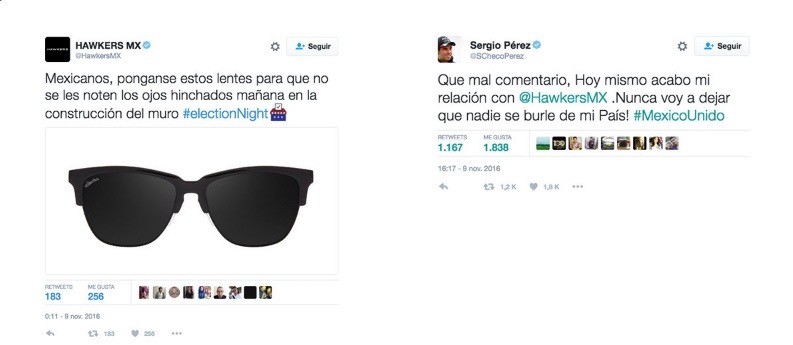 HawkersMX se burla de los mexicanos; Checo PÃ©rez y Los Diablos Rojos terminan relaciÃ³n con la marca