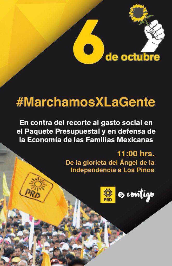 Convoca PRD marcha contra el recortes en Paquete Presupuestal