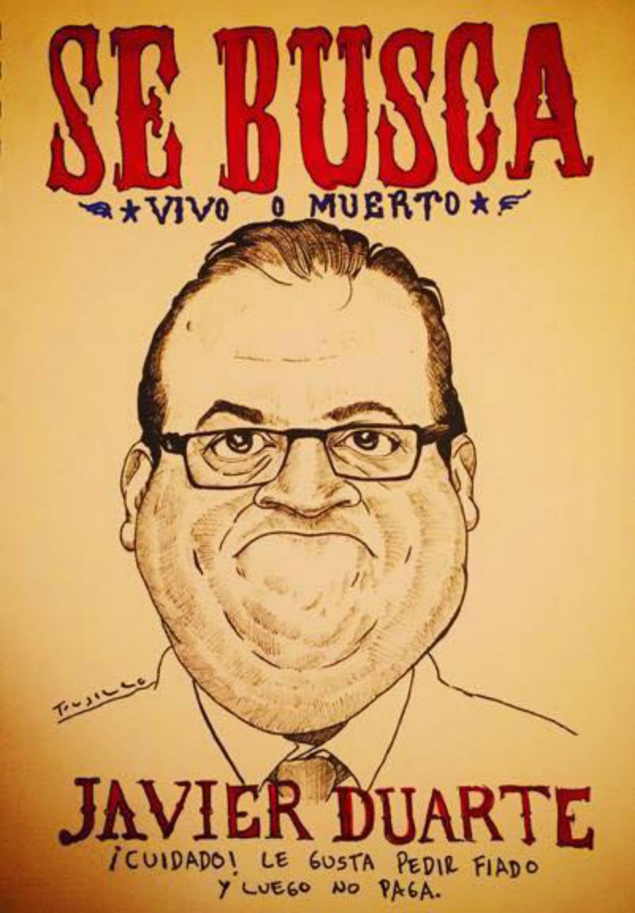 Colocan en Veracruz carteles con el rostro de Duarte y la leyenda Se Busca