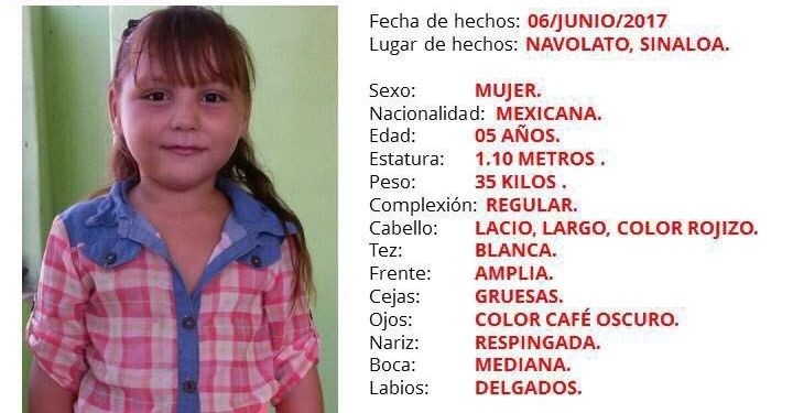 Fiscalía confirma la muerte de la niña raptada en Navolato