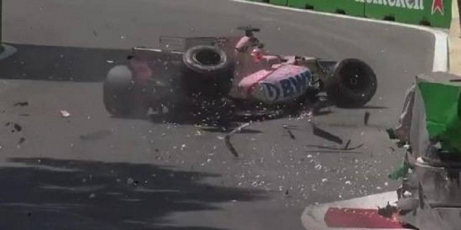 Checo Pérez se estrella en entrenamiento; sale ileso