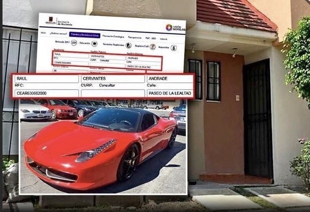 Raúl Cervantes registra un Ferrari en domicilio fantasma de Morelos