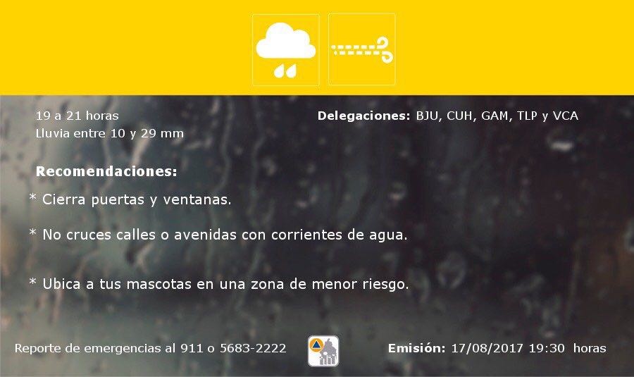 Se prevén fuertes lluvias al poniente de la CDMX