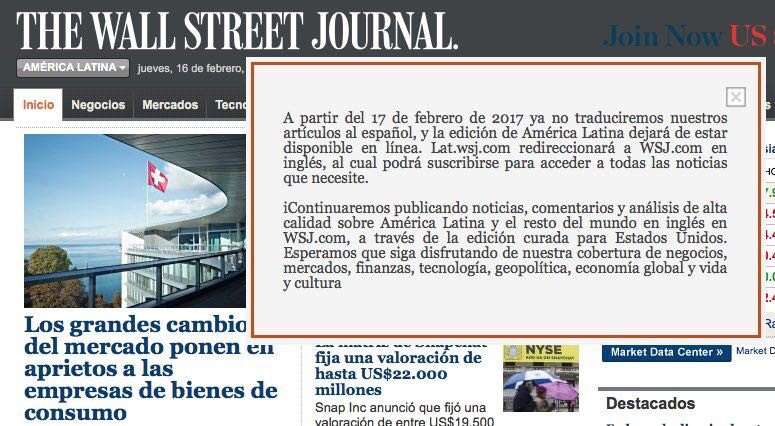No habrá más The Wall Street Journal en español