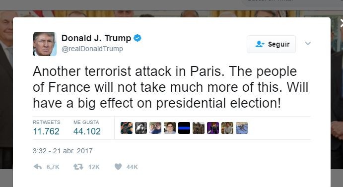 Augura Trump un cambio en Francia tras ataque terrorista