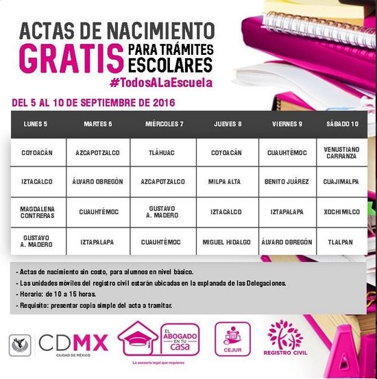 Expiden actas de nacimiento gratuitas en la CDMX