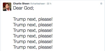 Dios llévate a Trump, pide Charlie Sheen