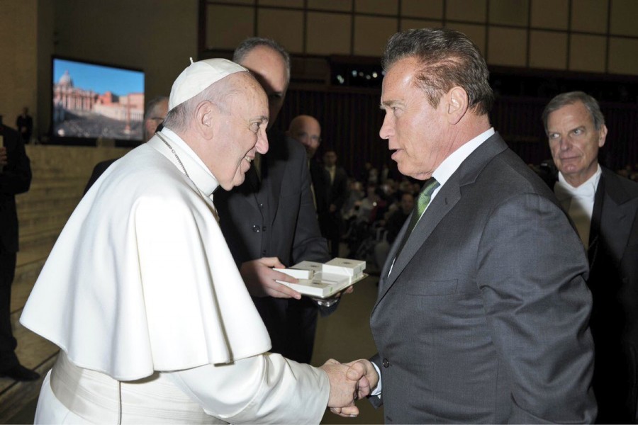 Visita?Arnold Schwarzenegger al Papa Francisco en el Vaticano