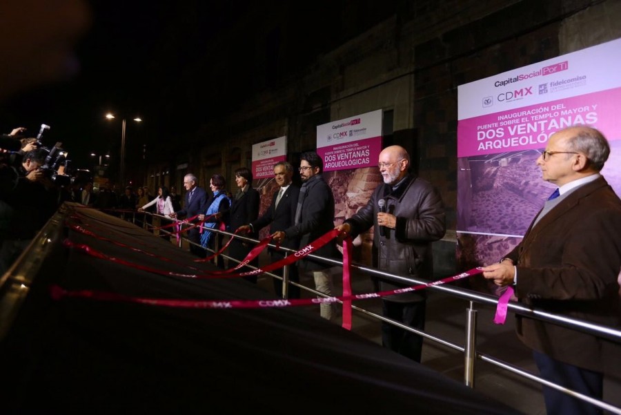 Inauguran Puente en el Templo Mayor en el Zócalo, CdMx