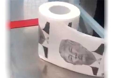 Dona Gálvez papel higiénico con la cara de Trump