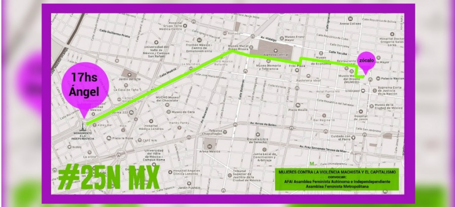 Conoce la ruta de la marcha feminista Contra la Violencia hacia las Mujeres