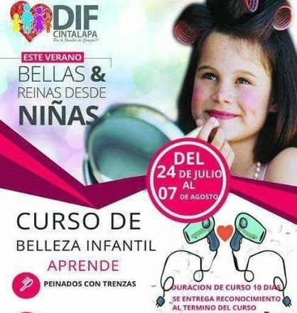 Redes sociales muestran indignación por curso de belleza para niñas en Cintalapa