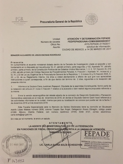 La PGR reconoce que funciones de Asamblea Constituyente no se han extinguido